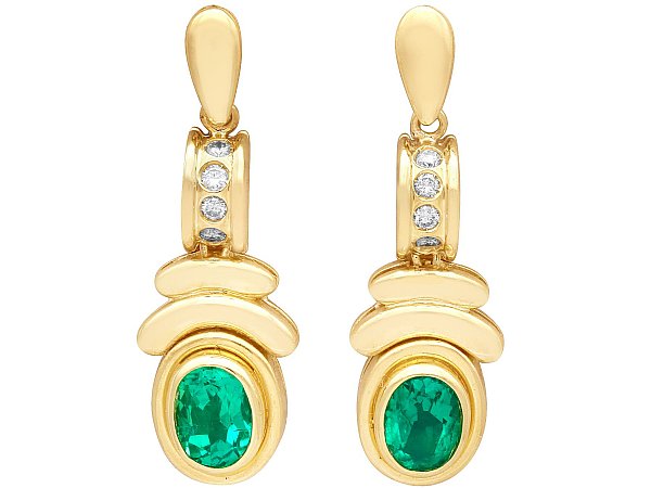 minimalistic emerald drop earrings