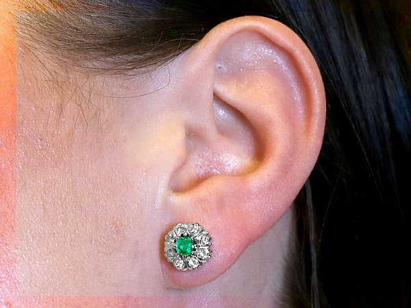 Vintage Emerald and Diamond Earrings