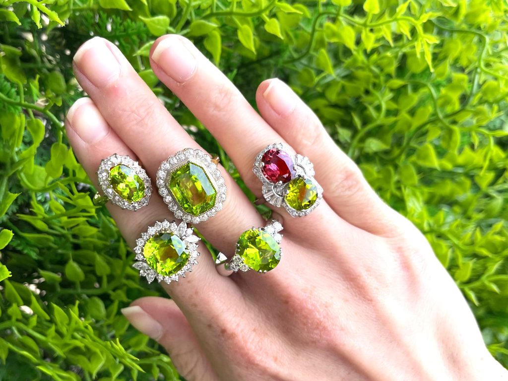 green engagement rings peridot