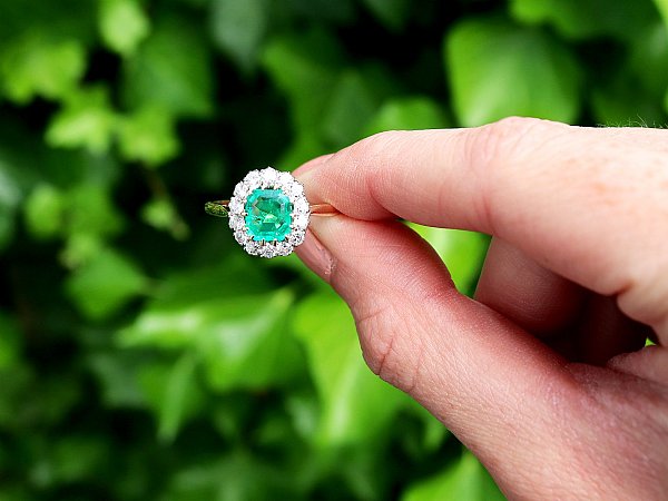 Cluster Emerald Engagement Ring