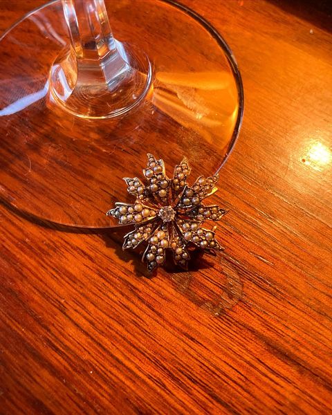 diamond floral brooch