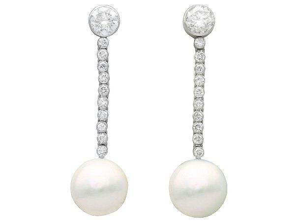 1980s Diamond and Pearl Drop Earrings