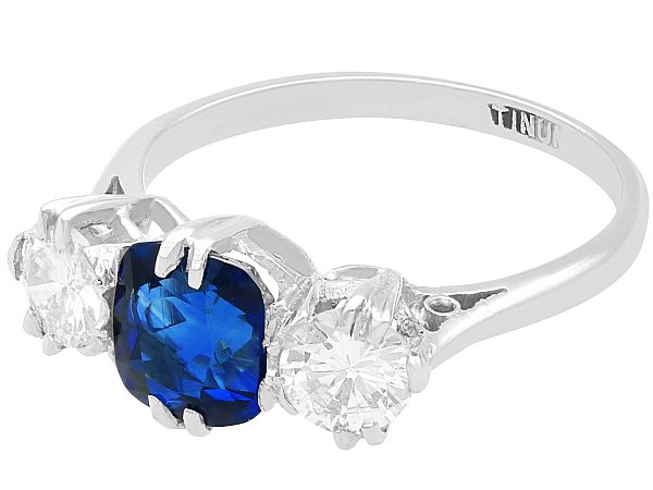 Sapphire Trilogy Engagement Ring for Small Hands 