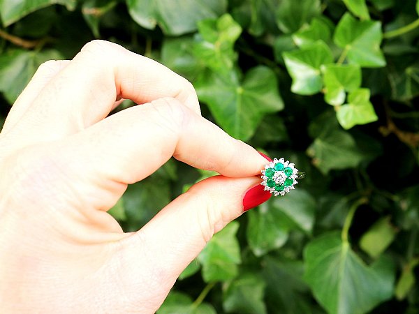 Gemstone Cluster Engagement Ring for Small Hands