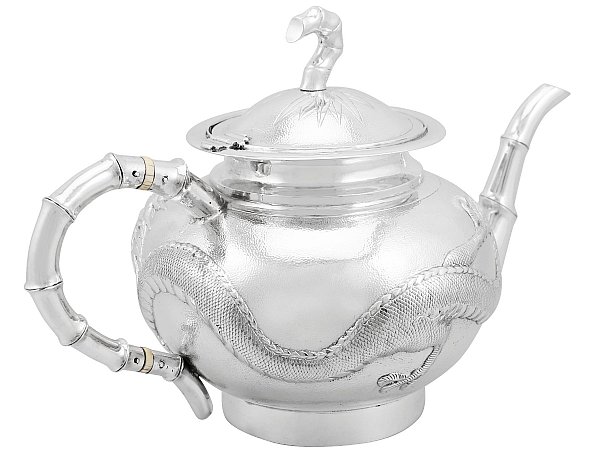 Bamboo Spout Silver Teapot