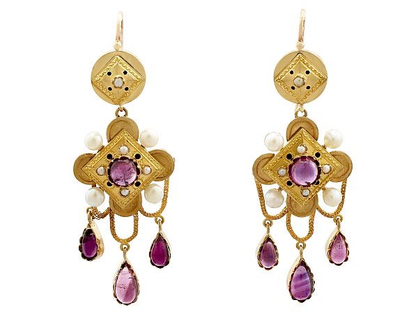 Amethyst Day and Night Earrings