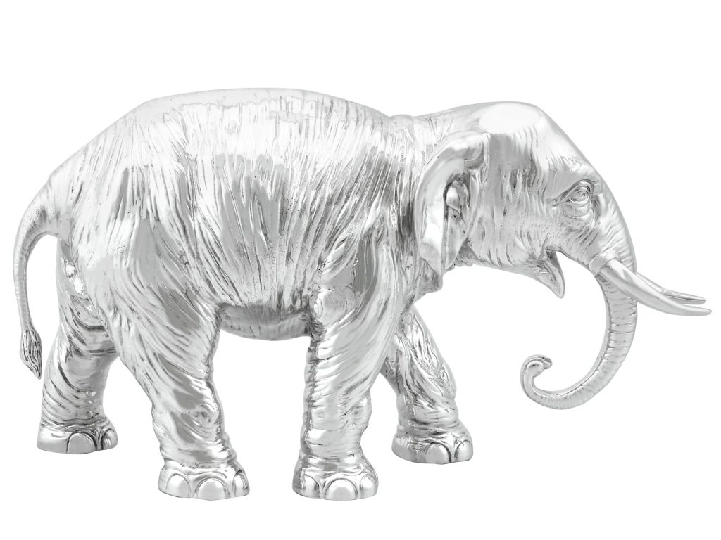 cast silver elephant box
