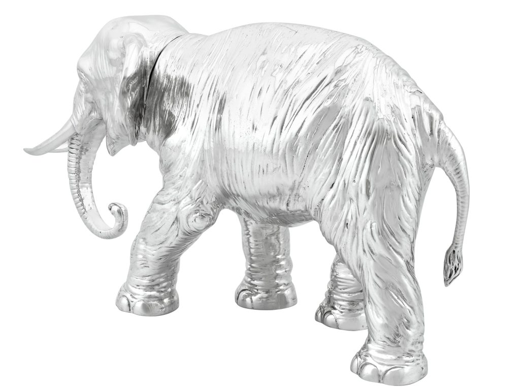 cast silver elephant 