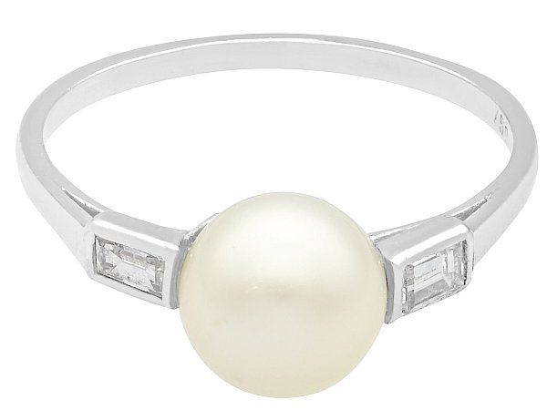 Pearl gemstone engagement ring