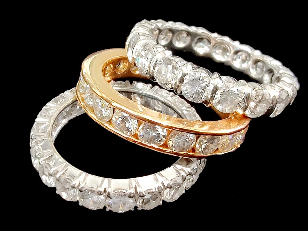 Stacked antique eternity rings