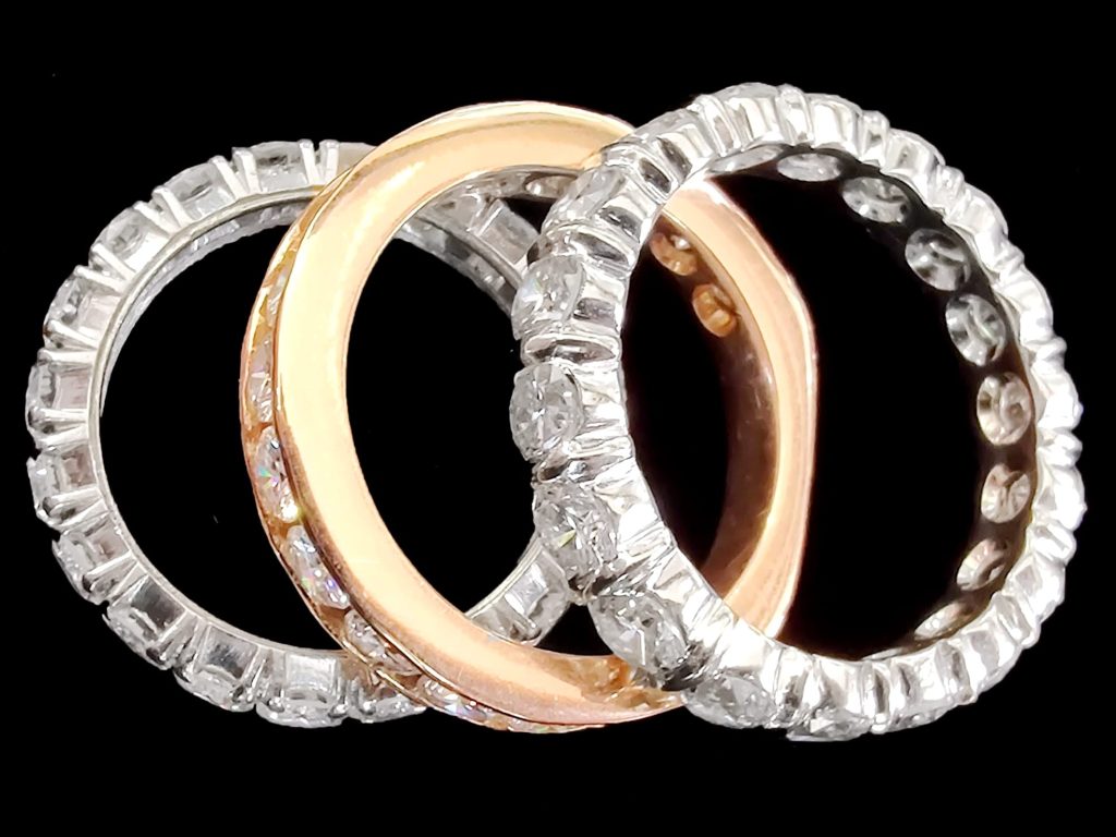 mixed metal antique eternity rings