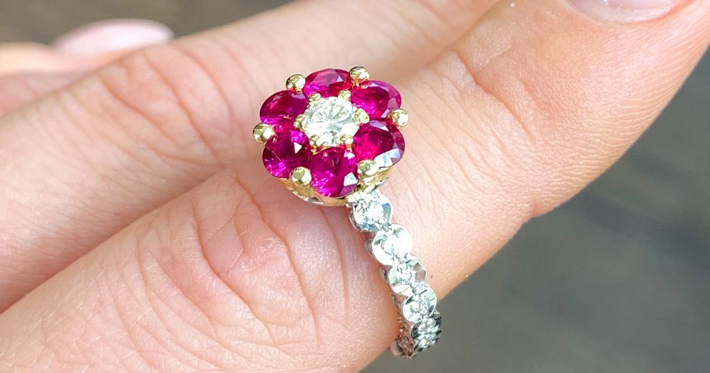 Princess Margaret Inspired Ruby Floral Ring 