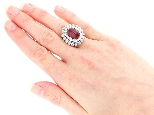 ruby cluster engagement ring