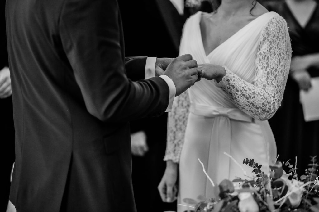 Dark engagement ring ceremony