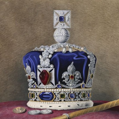 Illustration of the most expensive sapphire in the world, set into the crown jewels