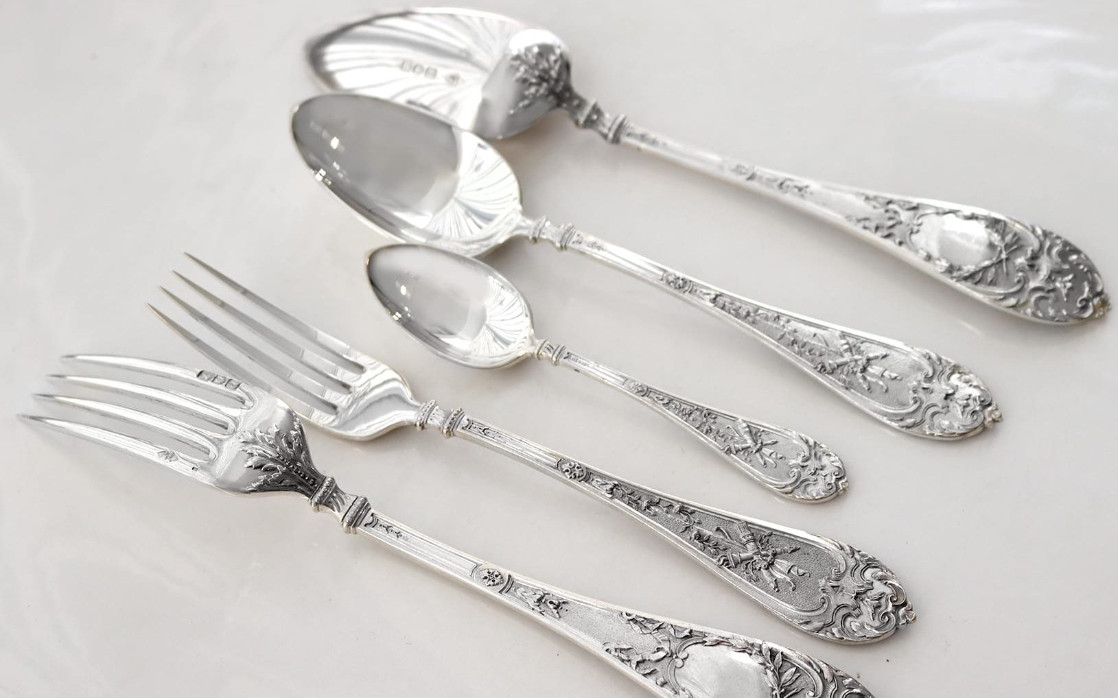 Empire Revival style pattern silver flatware