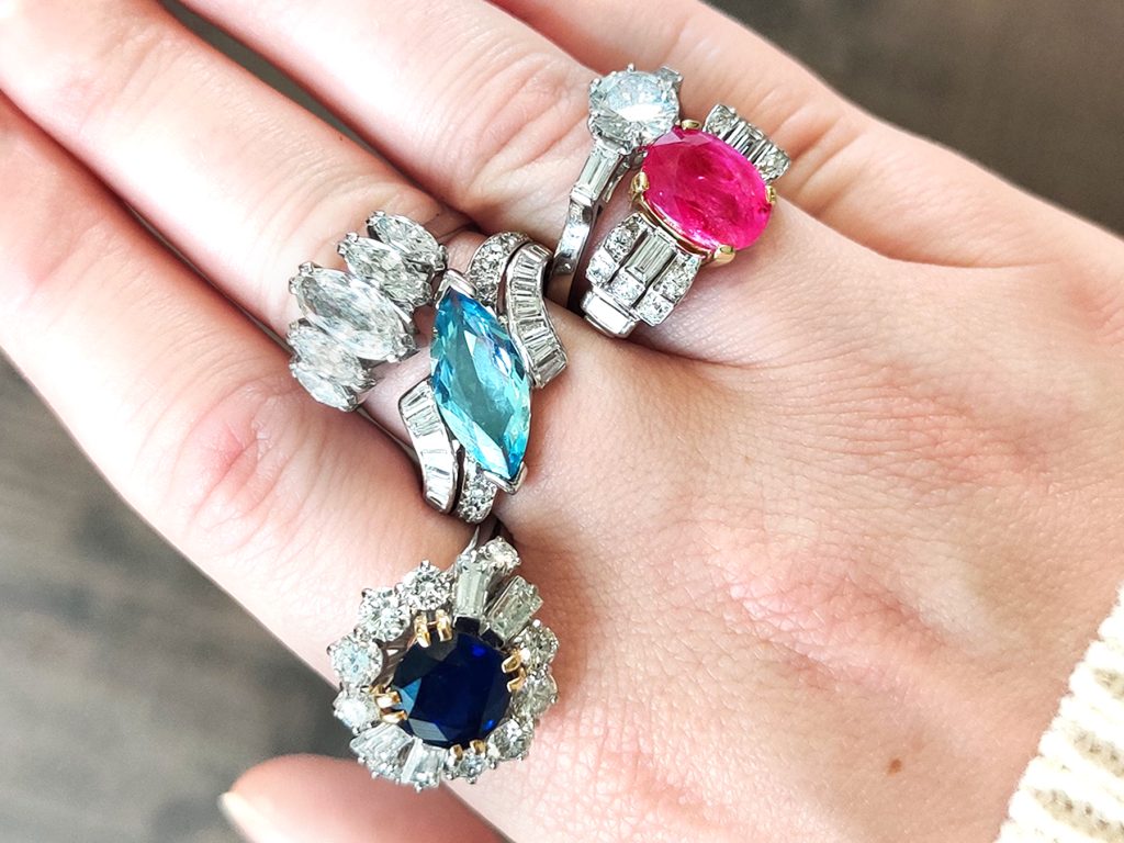 aquamarine and gemstone rings