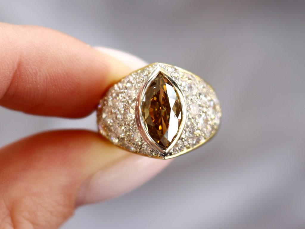 Rare brown diamond ring