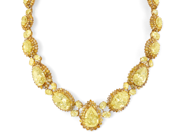 Fancy Yellow Diamond Neckl;ace sold at Christies