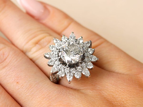 Diamond floral engagement ring