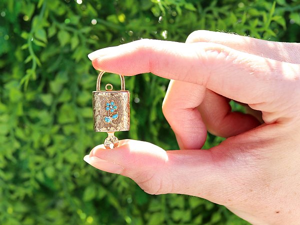 Turquoise Victorian Padlock Pendant