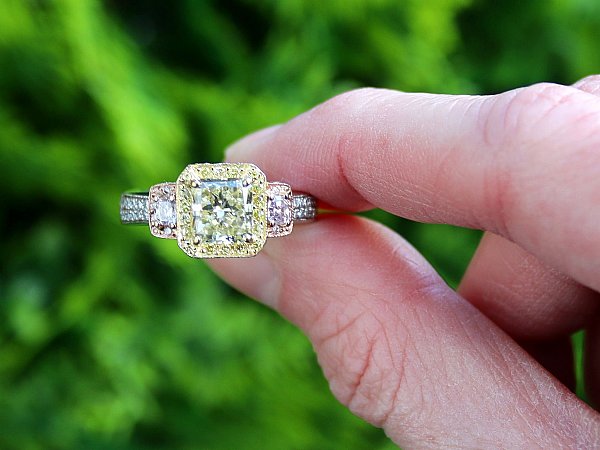 Fancy Yellow and Pink Diamond Engagement Ring