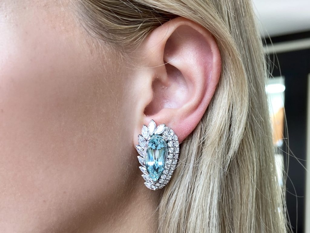 aquamarine and diamond earrings 