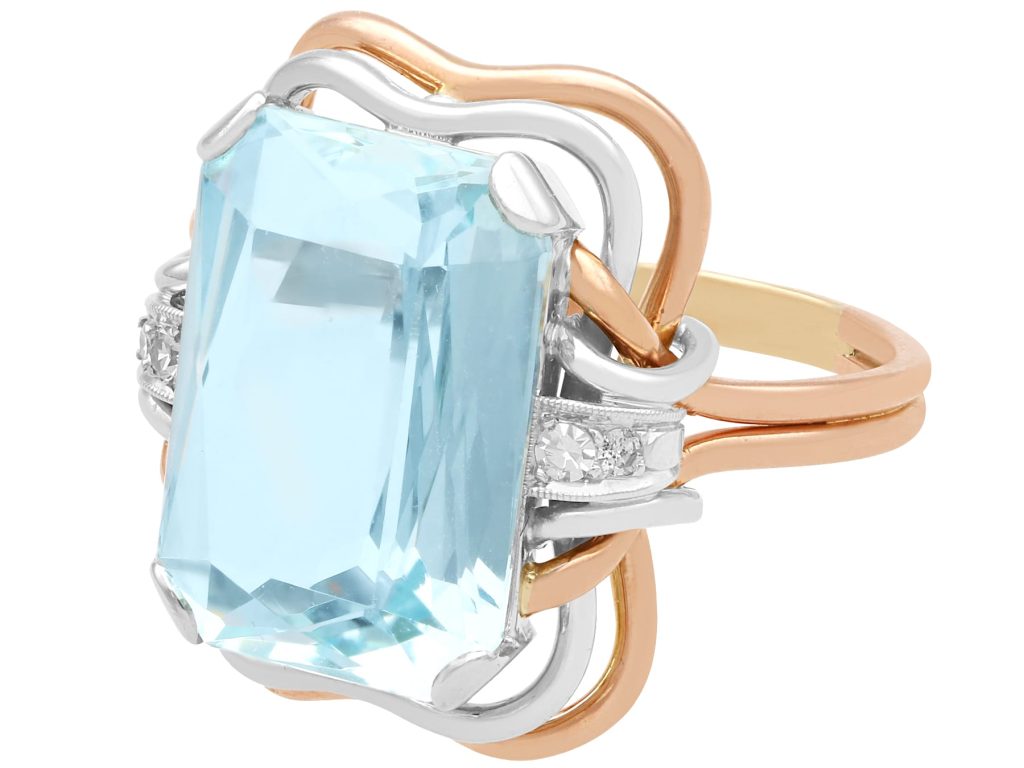 aquamarine and rose gold ring 