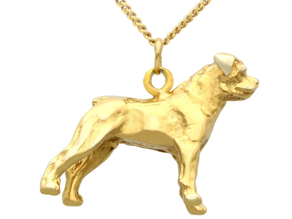 1960s yellow gold dog pendant 