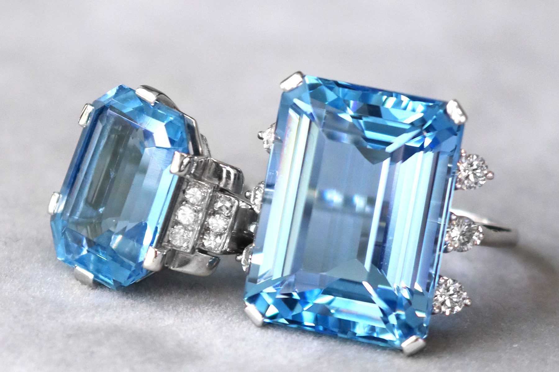 Emerald Cut Aquamarine Rings