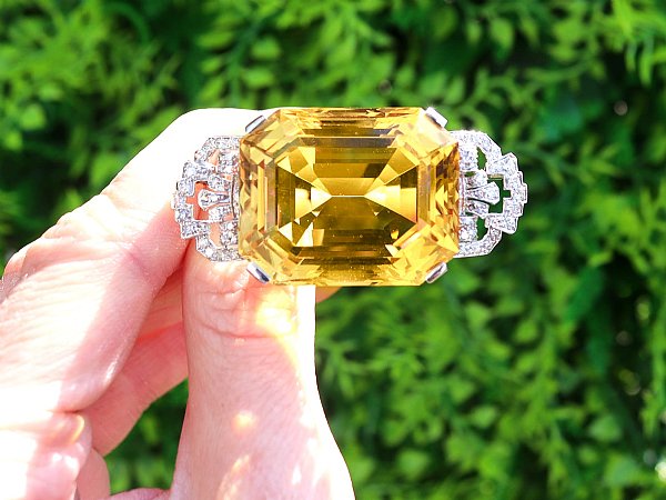 diamond citrine brooch