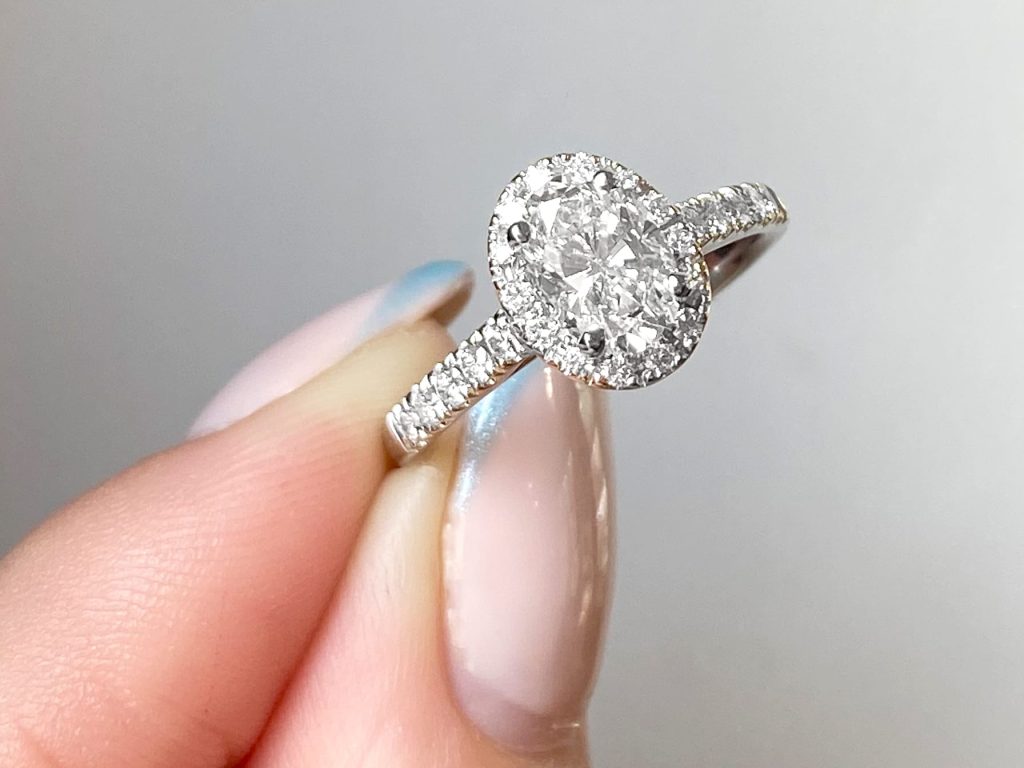 diamond halo engagement ring