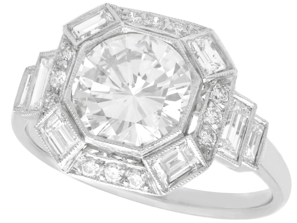 Art Deco Halo Engagement Ring