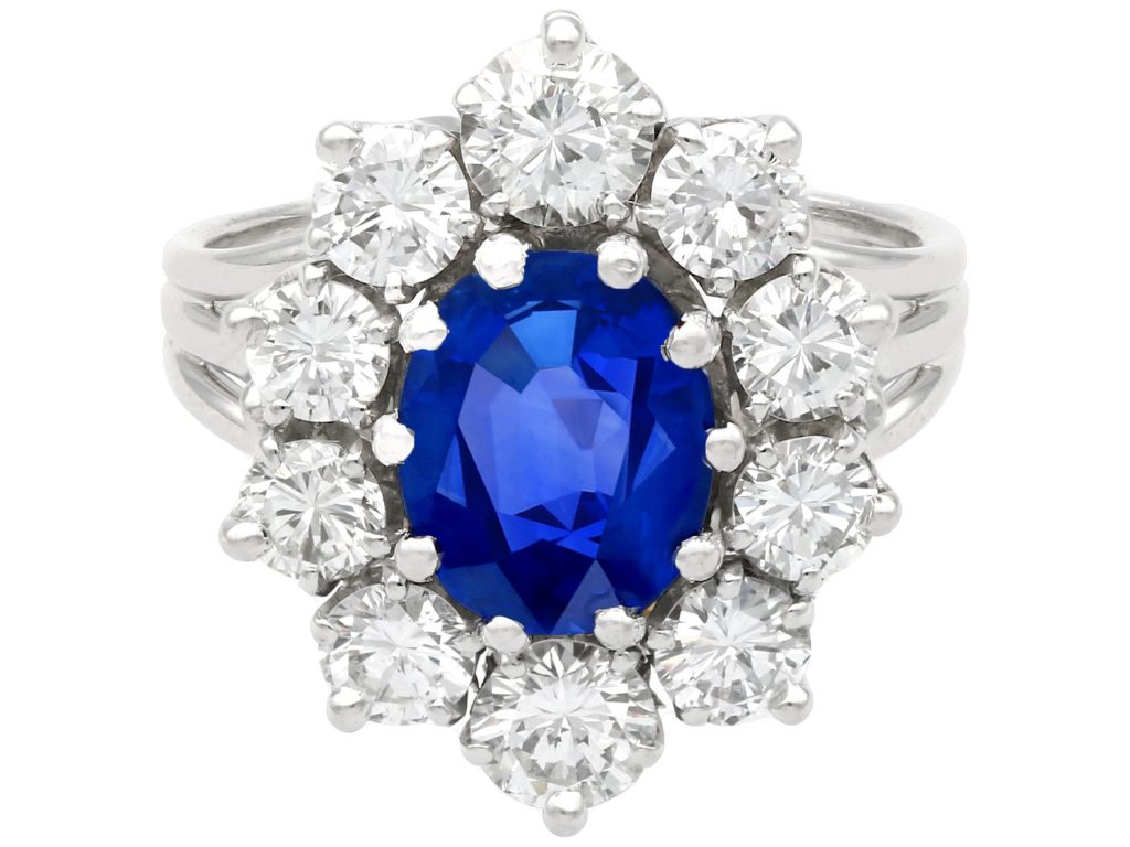 sapphire halo cluster ring