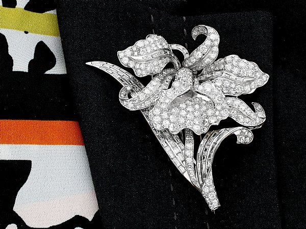 diamond brooch close up