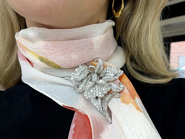 brooch on scarf