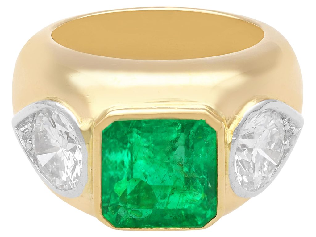 Chunky Gold Elvis Inspired Emerald Ring
